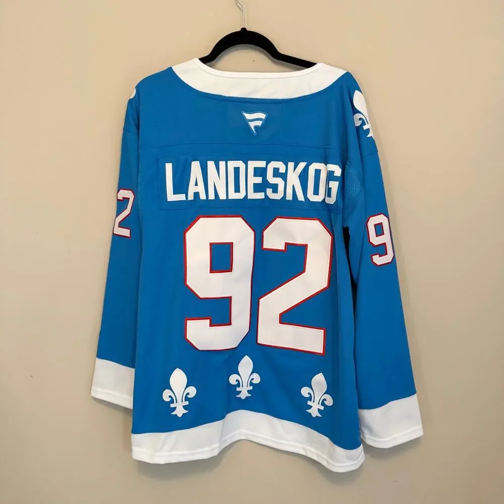 Fanatics X NHL Quebec Nordiques Jersey Mens 52 Blue Gabriel Landeskog Sports NWT